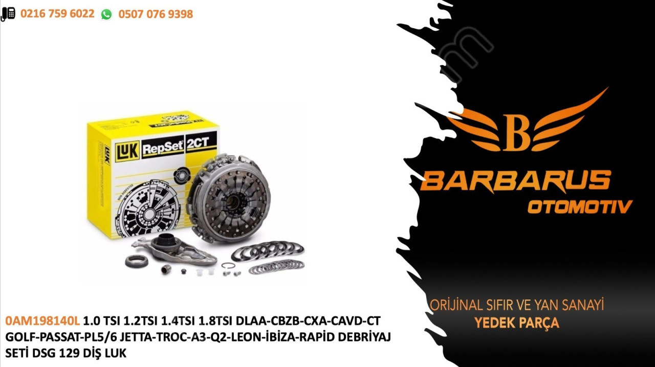 0AM198140L JETTA-A3-Q2-LEON-RAPID DEBRİYAJ SETİ 129 DİŞ LUK