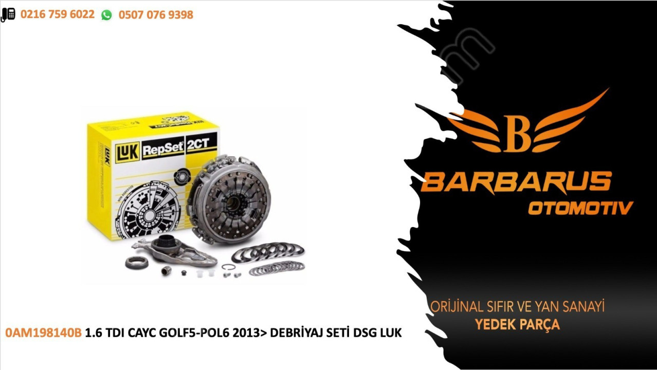 0AM198140B 1.6TDI CAYC GOLF5-POLO DEBRRİYAJ SETİ DSG LUK