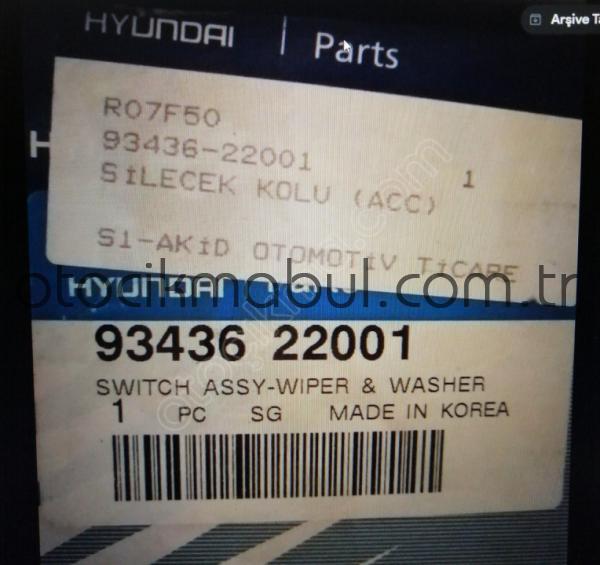 93436 22001 HYUNDAI ACCENT SİLECEK KOLU